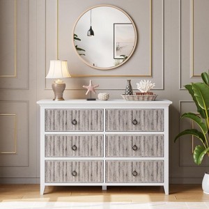 Jojoka Gray Dresser for Bedroom, Dresser with 6 Fluted Drawers Panel - 1 of 4