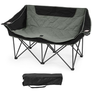 Gulches Oversized Outdoor Camping Recliner Chair - Heavy Duty Folding Design with Armrests, Cup Holder & Carrying Bag - 1 of 4