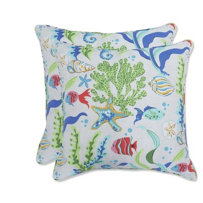2pc Outdoor/indoor Throw Pillows Coral Bay Blue - Pillow Perfect : Target