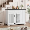 Wooden Dog Crate Furniture w/ Bowls & Storage - Heavy Duty Indoor Kennel End Table for All Size Dogs - 3 of 4