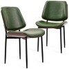 Mid Century Dining Chairs Set of 2 PU Leather Upholstered,Retro Walnut Bentwood Design with Adjustable Metal Legs–The Pop Home - 4 of 4