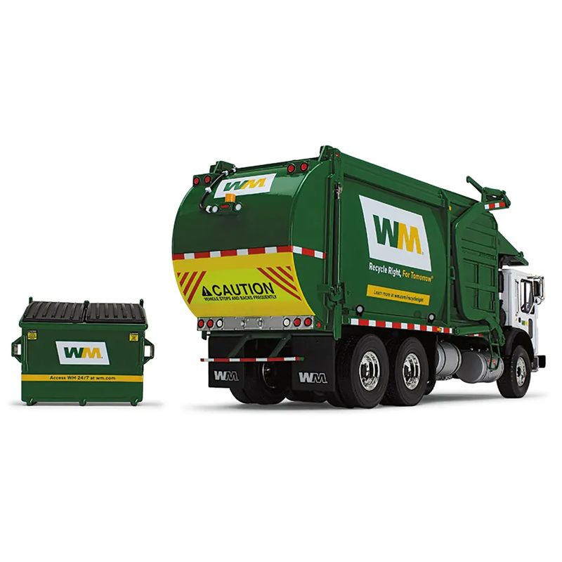 Mack TerraPro "Waste Management" Garbage Truck w/Wittke Front Load White & Green w/Garbage Bin 1/34 Diecast Model by First Gear, 2 of 6