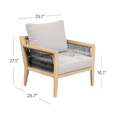 Freya Bohemian Acacia Wood Outdoor Armchair with Cushions
