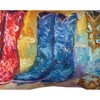 Manual Woodworks and Weavers Western Outdoor Pillow – Cowboy Boots Design, Climaweave 13x18 - 2 of 3