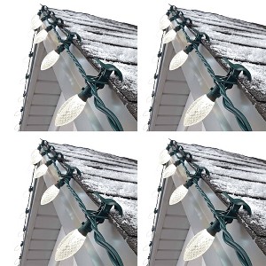 NOMA Quick Clip Durable Diamond Cut C9 LED 66' Holiday Outdoor Christmas Lights with 180 Degree Rotation and 100 Warm White Bulbs, Green (4 Pack) - 1 of 4