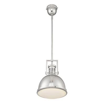 Polished Nickel 1-Light Pendant with White Opal Glass Shade