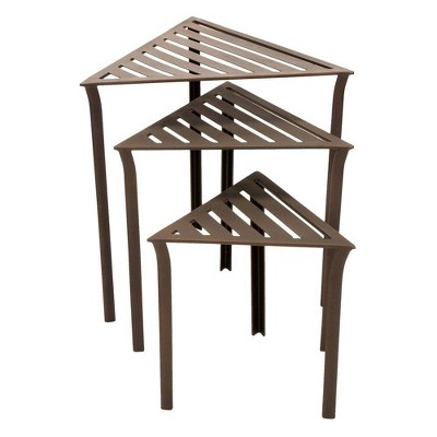 24" 3pc Triangular Nesting Tables Roman Bronze Finish - ACHLA Designs