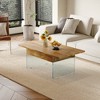 Multifunctional MDF Lift Top Coffee Table with White Marble Pattern, Tempered Glass Legs and Spacious Storage - 2 of 4