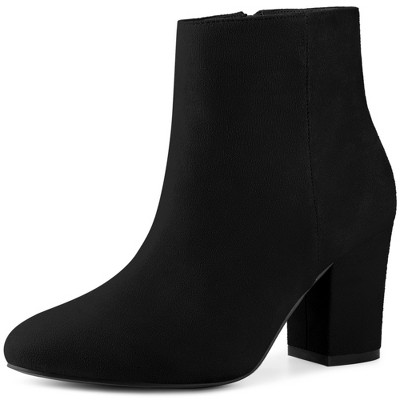 Perphy Women's Round Toe Block High Heels Ankle Boots