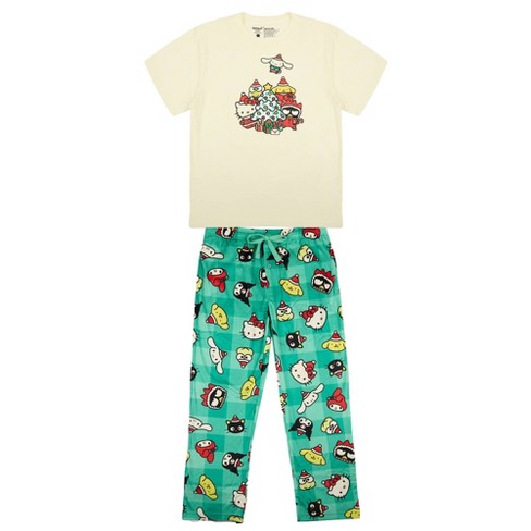 Men s Sanrio Fleece Pajama Set Beige green Target