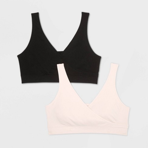 Women's Nursing 2pk Pullover Seamless Sleep Bra - Auden™ Black/soft Petal  Pink Xs : Target
