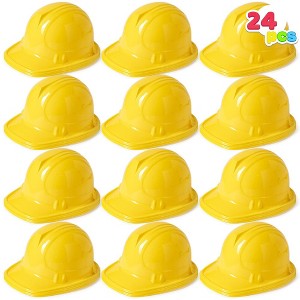 24 Pcs Toy Construction Hard Hats, Soft Plastic Yellow Kids Party Hat, Birthday Hats for Construction Party, Children Engineer,Building Dress Up Hats - 1 of 4