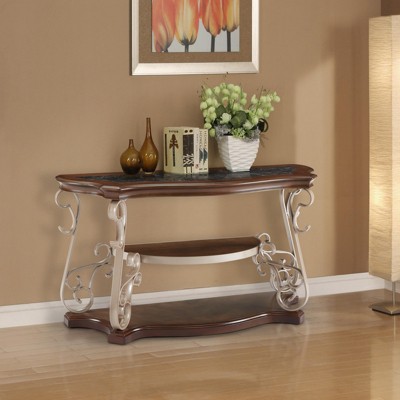 GlasFlength Console Tables with Curved Legs, ModernLuxe, Simplicity Triangle Console Table, for Living Room, White, 20"*33.86"*34.6"