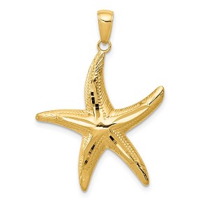 Black Bow Jewelry 14k Yellow Gold 25mm Diamond Cut Starfish Pendant - 1 of 4