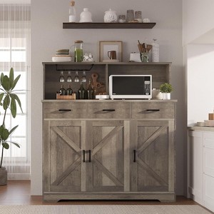 Jojoka 47.2" Farmhouse Wood Large Kitchen Storage Cabinet with 3 Doors,3 Drawers and a Countertop, Buffet Cabinet for Kitchen,Dining Room,Living Room - 1 of 4