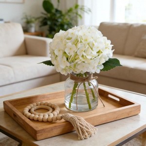 Coucheta Real Touch Hydrangea Arrangement - Lifelike Faux Flowers in Vase with Wood Bead String for Home, Available in Multiple Colors - 1 of 4
