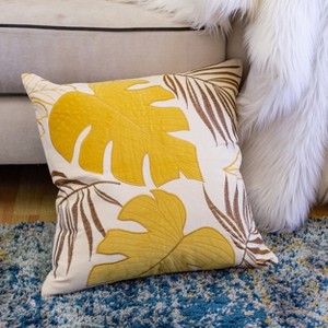 Kumasinova 20" Square Autumn Leaf Couch Pillows,Polyester Velvet Down Pillow with Hidden Zipper,Soft Decorative Pillows for Bed&Couch - 1 of 4