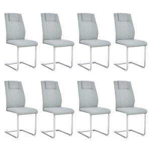 Set of 8 Faux Leather Dining Chairs with High Back and Chrome Legs,Modern Upholstered Chairs for Living Room-The Pop Home - 1 of 4