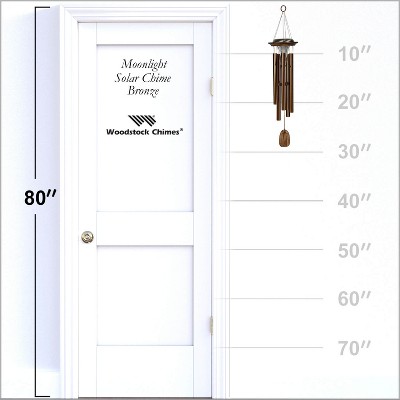 Bronze Solar-Powered Wind Chime with Teak Finish, 29"