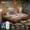 Whizmax Twin Velvet Platform Bed - Adjustable Bear Headboard with RGB LED Lights, Noise-Free Kids Bed Frame, No Box Spring - 3 of 4