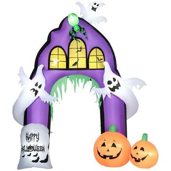 Costway 9 Ft Tall Halloween Inflatable Castle Archway Decor W/ Spider ...