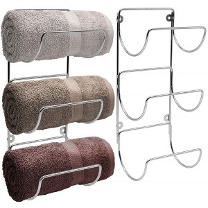 Sorbus Set of 2 Wall-Mount Towel Rack - Great for Organizing Rolled Bath Towels, Washcloths, Linens (Holds 6) - Silver - 1 of 4