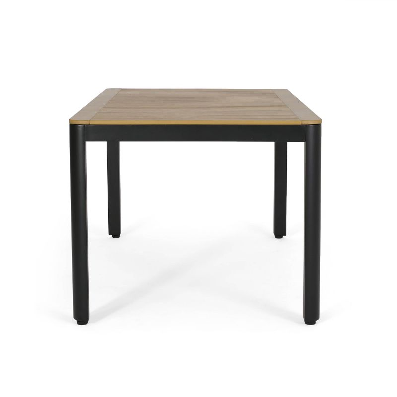 Doheny Rectangular Outdoor Aluminum Dining Table Natural/Black - Christopher Knight Home, 5 of 9