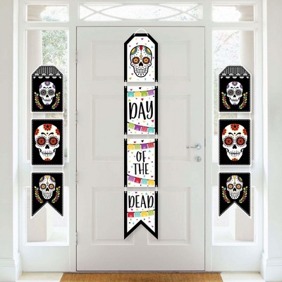 Big Dot of Happiness Day of The Dead - Hanging Vertical Paper Door Banners - Sugar Skull Party Wall Decoration Kit - Indoor Door Decor