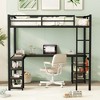 TiramisuBest Full Metal Loft Bed with Desk and Shelves - Black Metal Design - 3 of 4