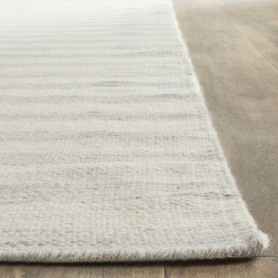 Ivory and Light Blue Wool Flat Woven 8' x 10' Area Rug