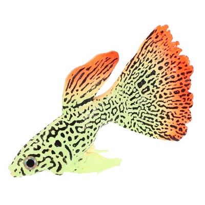 Unique Bargains Aquarium Glowing Decoration Artificial Fish Ornament with Suction Cup Yellow Orange 1 Pcs