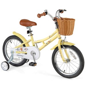 Costway 16'' Kids Bike w/Height Adjustable Handlebar Seat Basket Bell Training Wheels - 1 of 4