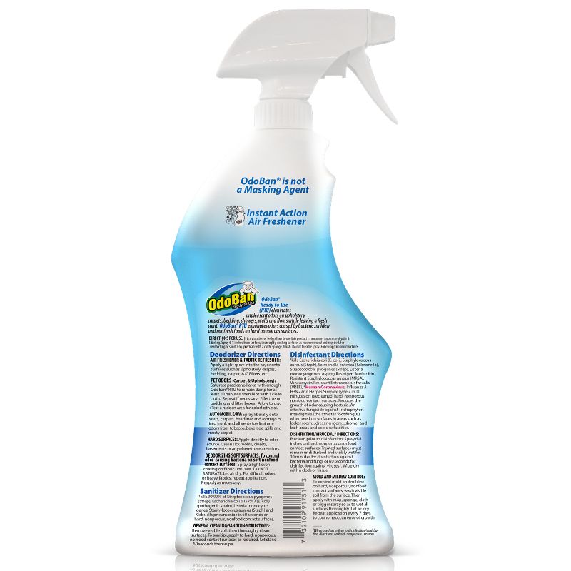 OdoBan Ready-to-Use Disinfectant and Odor Eliminator, 32 Ounce Spray Bottle, Fresh Linen Scent, 2 of 6