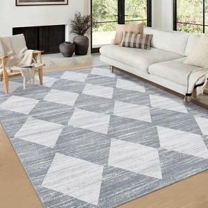 Modern Geometric Area Rug, Washable and Non-Slip, Stain Resistant Low-Pile Throw Carpet, Folding Floor Cover for Living Room, Dining Room - 1 of 4