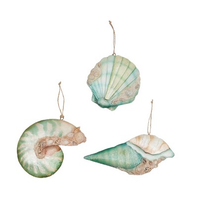 Gallerie II Palm Beach Shell Sea Life Coastal Tropical Beach Holiday Christmas Xmas Ornament Metal Capiz A/3