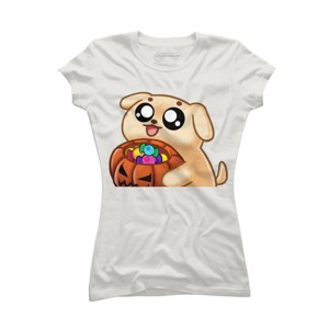 Junior's Design By Humans Halloween Candy Pup By Puppers T-Shirt - 1 of 3