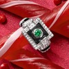 Ross-Simons 0.23 Carat Simulated Emerald and .65 ct. t.w. CZ Art Deco Ring With Black Enamel in Sterling Silver - 4 of 4