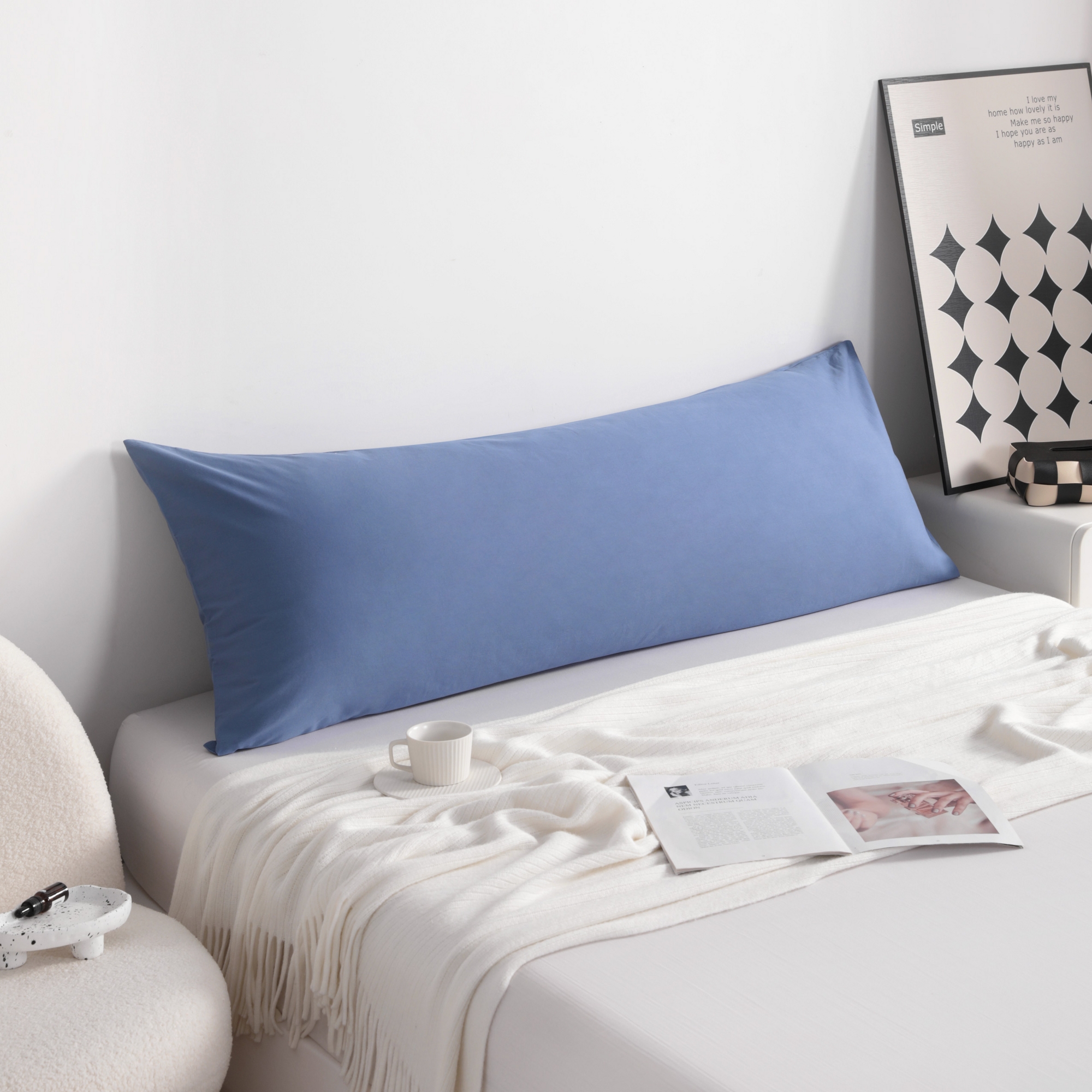 NTBAY Cotton Body Pillowcase 20"x54" – Soft Breathable Body Pillow Cover with Envelope Closure