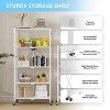 SUGIFT Storage Shelves, 5-Tier Foldable Metal Garage Shelf with Wheels, Kitchen Shelf with 3 Hooks, White - 3 of 4