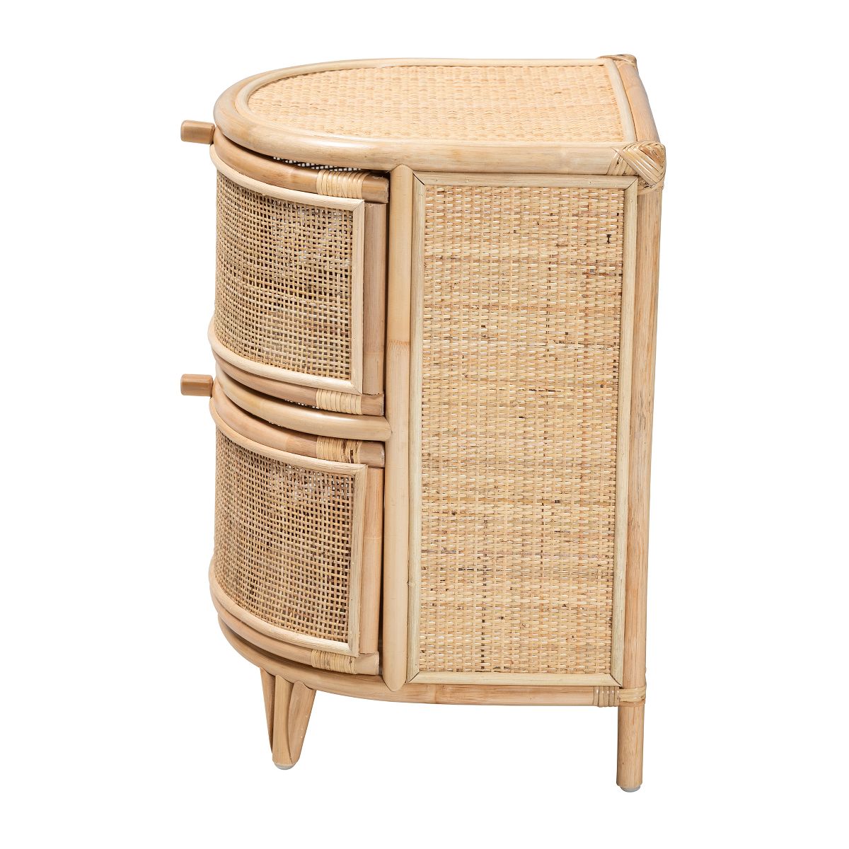 bali & pari Oleta Modern Bohemian Natural Brown Rattan 2-Drawer Nightstand - thumbnail 5