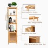 Artloge Tall Bamboo Freestanding Storage Cabinet Bathroom Storage Organizer Toilet Corner Rack with 4 Shelve & 3 Hooks - 4 of 4