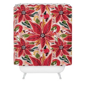 Avenie Abstract Floral Poinsettia Red Shower Curtain - Deny Designs - 1 of 3