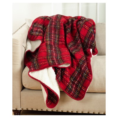 Red Reversible Sherpa Faux Fur Throw Blanket 50"x60"