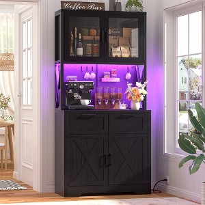 Besiost 71" Tall Farmhouse Kitchen Storage Cabinet with Door and Drawers, Freestanding Buffet Table with Shelves - 1 of 4