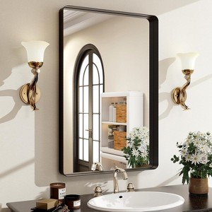 30x22 Inch Silver Bathroom Mirror, Aluminum Alloy Frame with Horizontal/Vertical Mount - 1 of 4
