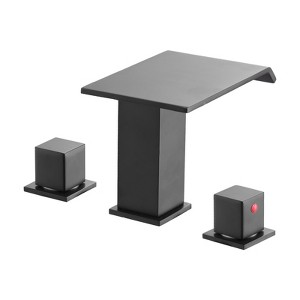 VEVOR Roman Tub Faucet, 3 Hole Waterfall Bathtub Faucet, Roman Bathtub Faucets Set with 2 Handles, Deck Mount Bath Tub Faucets Set, Drip-Free, Black - 1 of 4