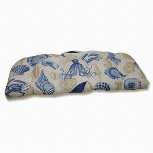 Outdoor Wicker Loveseat Cushion: Sealife Pattern, Tufted, Weather-Resistant - Pillow Perfect - 1 of 4