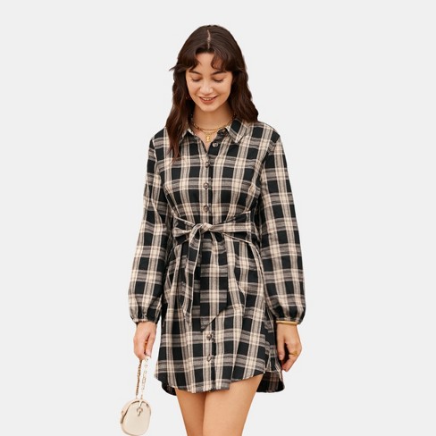 Womens belted hotsell shirt dress