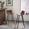 Set of 2 Dax 30" Faux Leather Bar Stools, Modern Brown Bar Chairs with Sturdy Metal Legs, Comfortable Upholstered Seat for Kitchen, Dining or Home Bar - 2 of 4