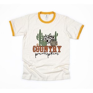 Simply Sage Market Women's Coutry Pumpkin Cactus Short Sleeve Ringer Tee - 1 of 3